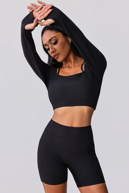 Claire Ignite Ribbed Cropped Long Sleeve