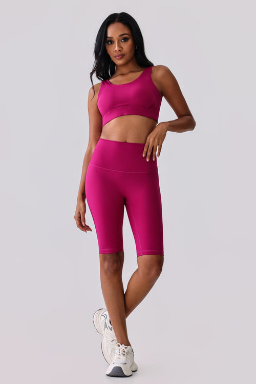 ZenithFlex Women's 2 Piece Workout Set – U-Back Sports Bra & High Waist Biker Shorts for Yoga, Gym, Running, Fitness & Training